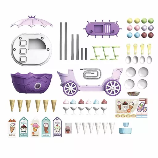 Carrello dei gelati 4-in-1 con accessori realistici - Portatile e pieghevole