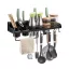 Mensola da cucina a muro con ganci e accessori - Alluminio, 80x14x8.5 cm