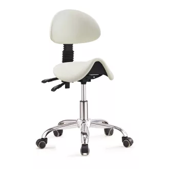   Sgabello da sella con schienale regolabile e rotazione a 360° - Capacità di 120 kg, 2 colori