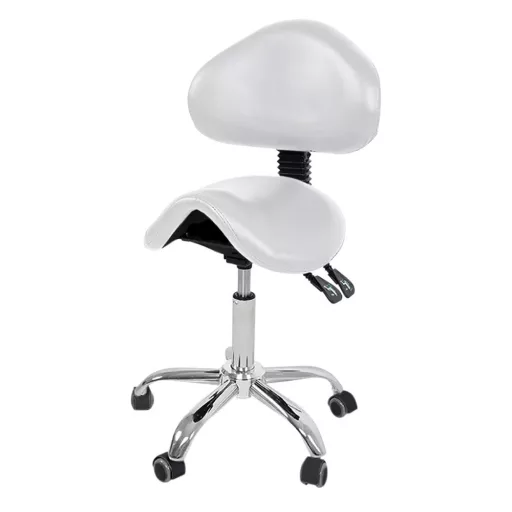 Sgabello da sella con schienale regolabile e rotazione a 360° - Capacità di 120 kg, 2 colori
