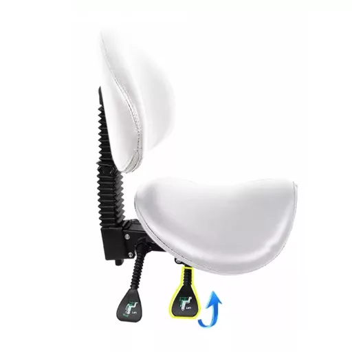 Sgabello da sella con schienale regolabile e rotazione a 360° - Capacità di 120 kg, 2 colori