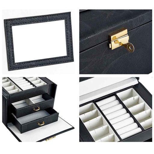 Borsa organizer per gioielli elegante con specchio e lucchetto - Vari colori