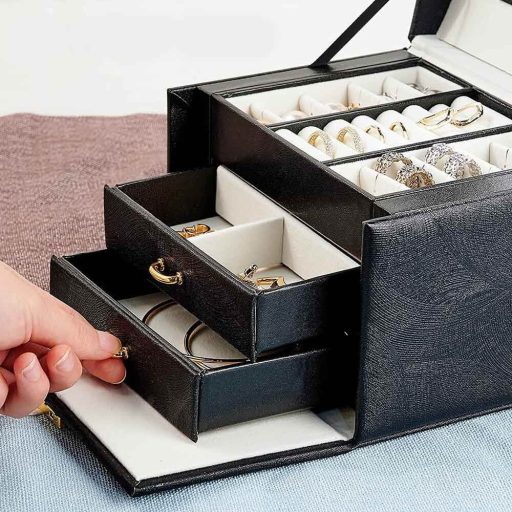 Borsa organizer per gioielli elegante con specchio e lucchetto - Vari colori