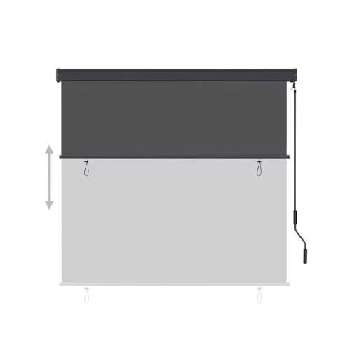 Tenda da sole verticale, 1,3x2,5 m, grigia - Facile da usare con rullo manuale