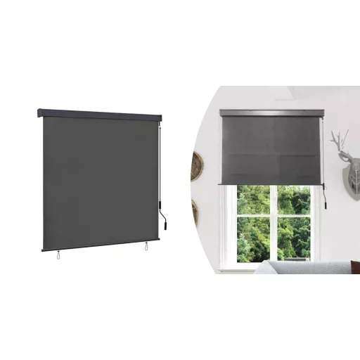Tenda da sole verticale, 1,3x2,5 m, grigia - Facile da usare con rullo manuale