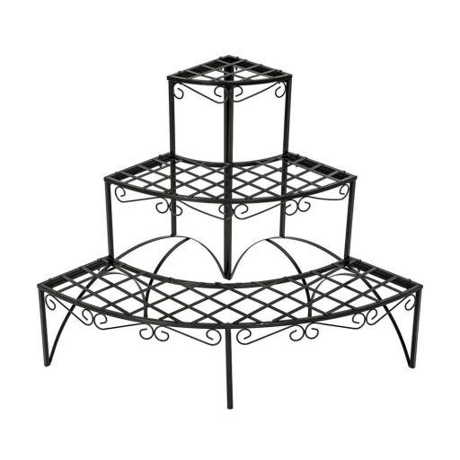 Supporto per piante angolare in metallo verniciato a polvere, capacità di carico di 13 kg, uso interno/esterno