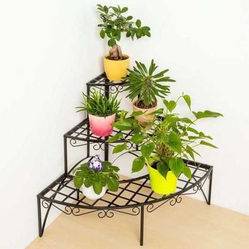 Supporto per piante angolare in metallo verniciato a polvere, capacità di carico di 13 kg, uso interno/esterno