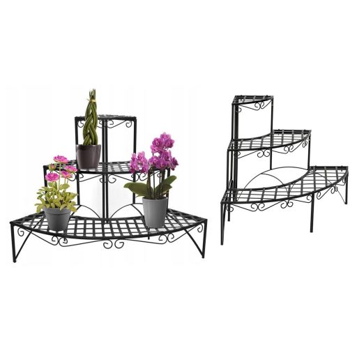 Supporto per piante angolare in metallo verniciato a polvere, capacità di carico di 13 kg, uso interno/esterno