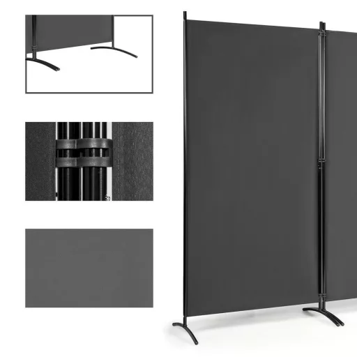 Paravento pieghevole 260x180cm con telaio metallico stabile - Grigio