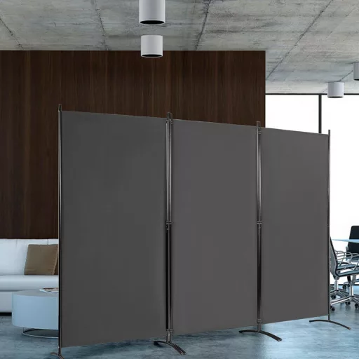 Paravento pieghevole 260x180cm con telaio metallico stabile - Grigio