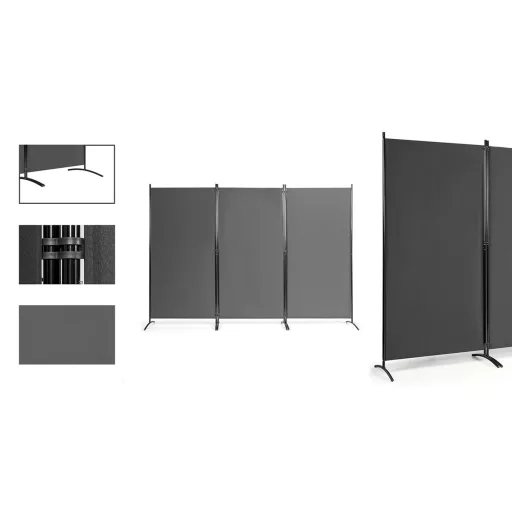 Paravento pieghevole 260x180cm con telaio metallico stabile - Grigio