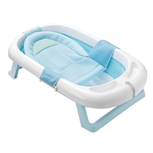 Vasca da bagno pieghevole per bambini con rete - Design portatile e salvaspazio, blu