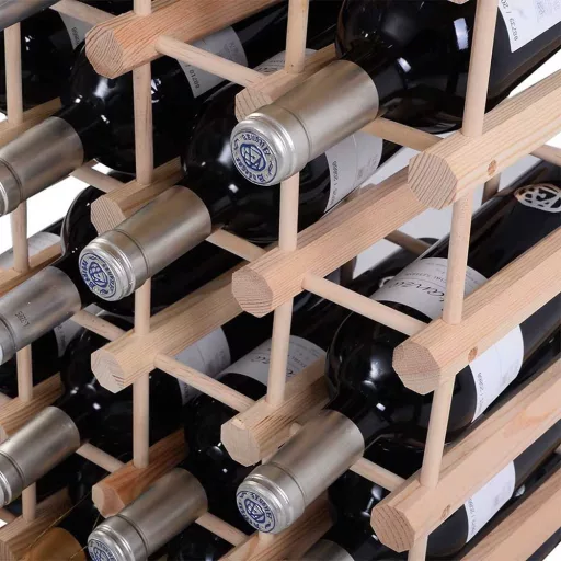 Portabottiglie in legno di pino naturale per 36-40 bottiglie - soluzione di stoccaggio elegante