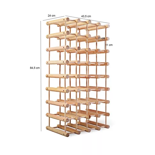 Portabottiglie in legno di pino naturale per 36-40 bottiglie - soluzione di stoccaggio elegante