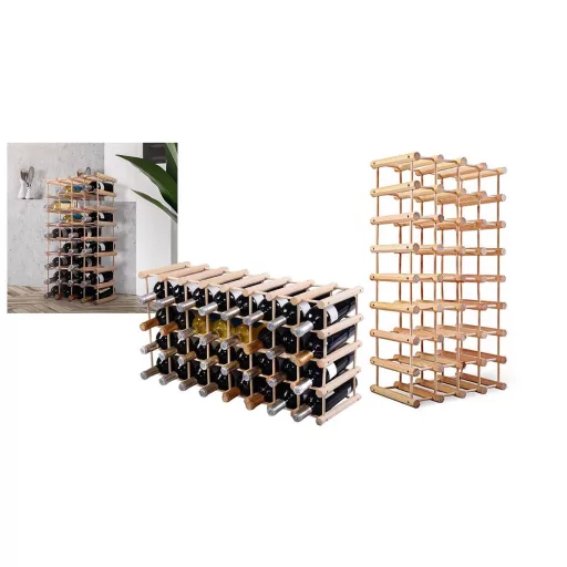 Portabottiglie in legno di pino naturale per 36-40 bottiglie - soluzione di stoccaggio elegante