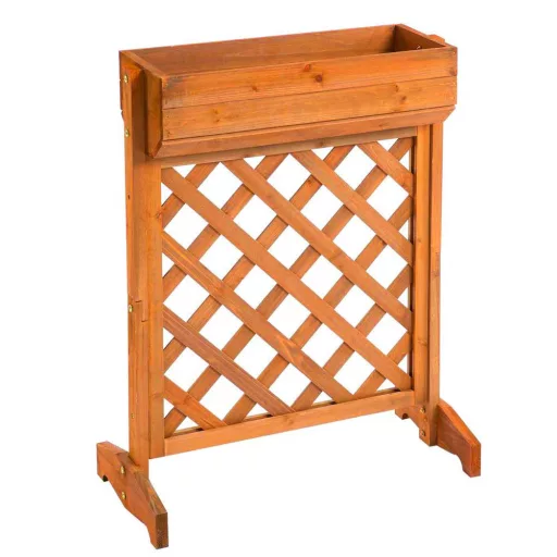 Scatola di fiori in legno con traliccio - Pino trattato, design salvaspazio per piante rampicanti, 56x30,5x76 cm
