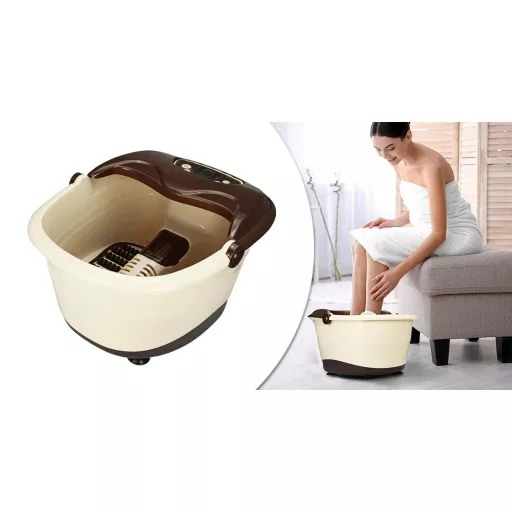 Massaggiatore per piedi con funzione di bolle, temperatura regolabile e design pieghevole