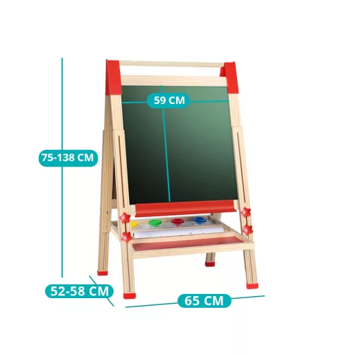 Tavola da gioco in legno regolabile a doppio lato con superfici in gesso e magnetiche