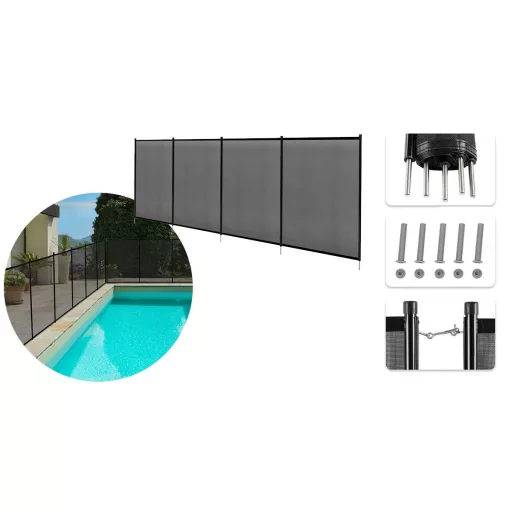 Recinzione di sicurezza trasparente per piscina - 4 pannelli, 3,62 m di lunghezza, sicura e pieghevole