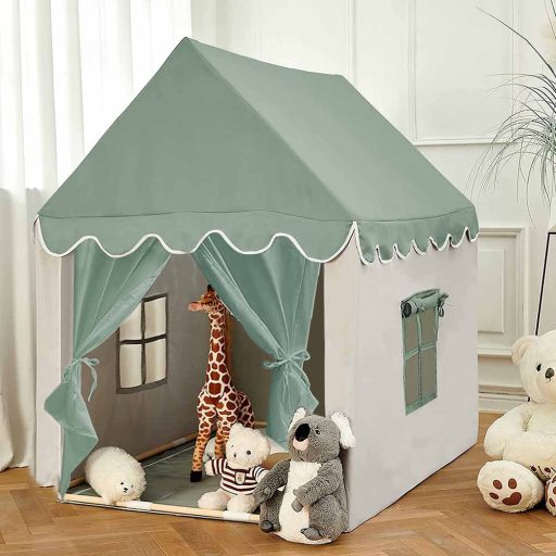 Casa da gioco per bambini verde menta con materassino morbido - facile da montare, design sicuro