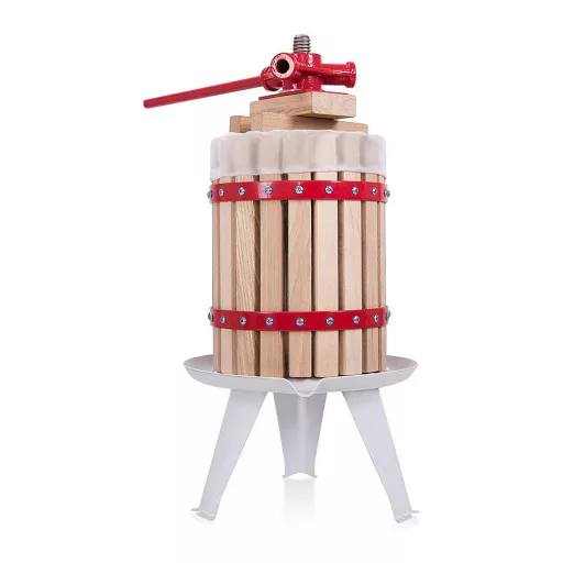 Pressa per frutta 6L per mele e bacche - Design tradizionale in metallo e legno per uso in cucina e all'aperto
