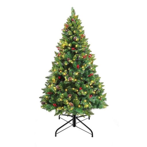 Albero di Natale LED con luci bianche calde - 120 cm, 100 LED, facile da montare