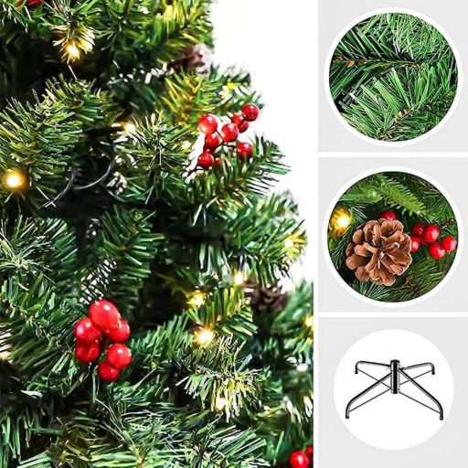 Albero di Natale LED con luci bianche calde - 120 cm, 100 LED, facile da montare