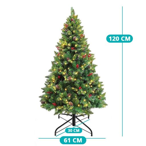 Albero di Natale LED con luci bianche calde - 120 cm, 100 LED, facile da montare