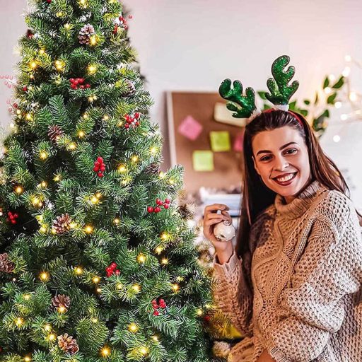 Albero di Natale LED con luci bianche calde - 120 cm, 100 LED, facile da montare