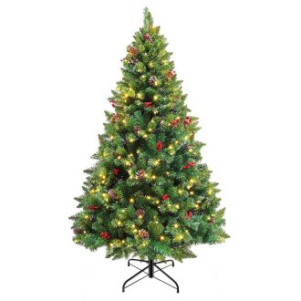   Albero di Natale LED 150 cm con luci bianche calde - Montaggio facile e design salvaspazio