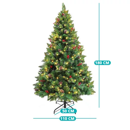 Albero di Natale LED con luci bianche calde - 180 cm, 260 LED, facile da montare