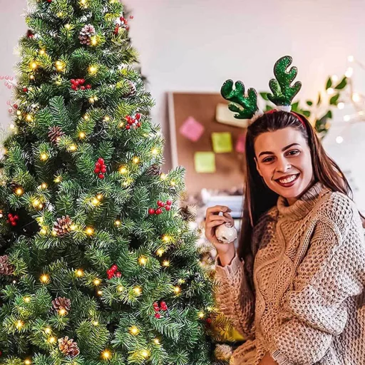 Albero di Natale LED con luci bianche calde - 180 cm, 260 LED, facile da montare