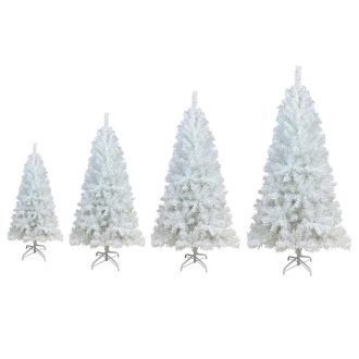   Albero di Natale artificiale bianco - 150 cm, rami pieghevoli, base in metallo, varie dimensioni