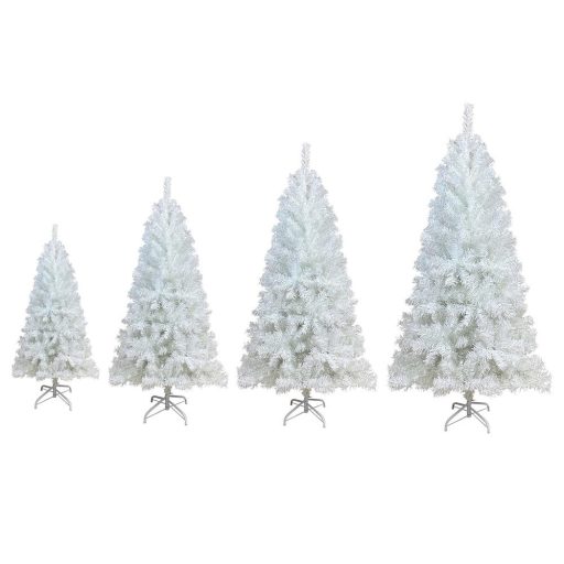 Albero di Natale artificiale bianco - 150 cm, rami pieghevoli, base in metallo, varie dimensioni