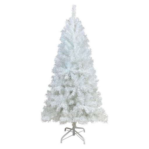 Albero di Natale artificiale bianco - 150 cm, rami pieghevoli, base in metallo, varie dimensioni