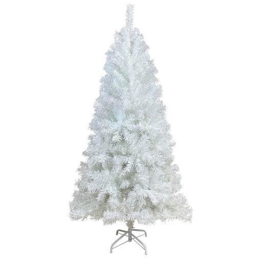 Albero di Natale artificiale bianco - 180 cm con rami pieghevoli e base in metallo