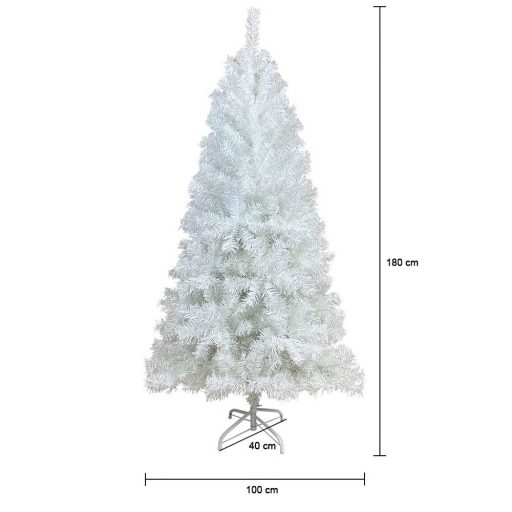 Albero di Natale artificiale bianco - 180 cm con rami pieghevoli e base in metallo