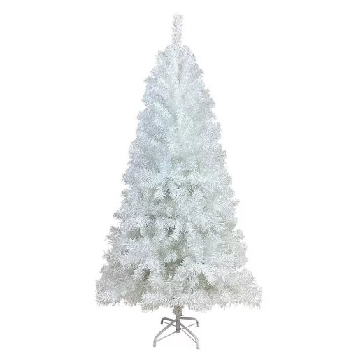 Albero di Natale artificiale bianco - 210 cm, rami pieghevoli, base in metallo, varie dimensioni