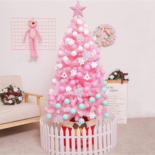 Albero di Natale artificiale rosa - 120 cm, facile da montare, disponibili varie dimensioni