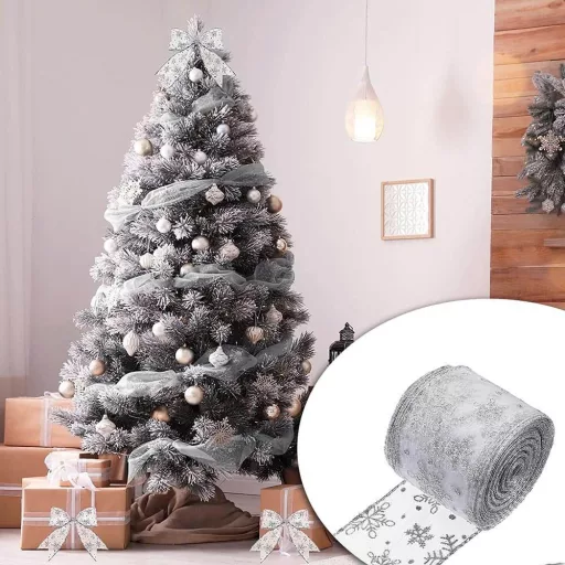 Nastro di Natale Argento con 250 LED, 25m - Luci Bianche Calde