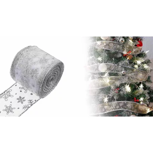 Nastro di Natale Argento con 250 LED, 25m - Luci Bianche Calde