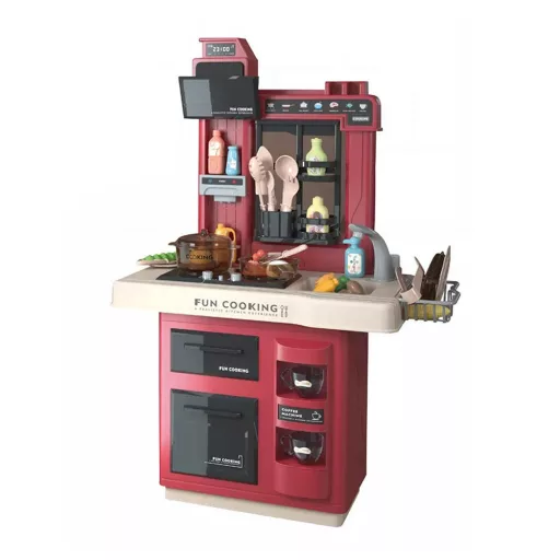 Set da cucina rossa con 35 accessori - Esperienza di cucina interattiva per bambini