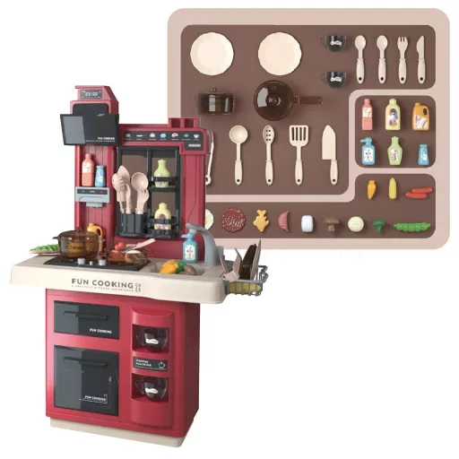 Set da cucina rossa con 35 accessori - Esperienza di cucina interattiva per bambini