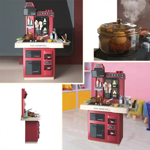 Set da cucina rossa con 35 accessori - Esperienza di cucina interattiva per bambini
