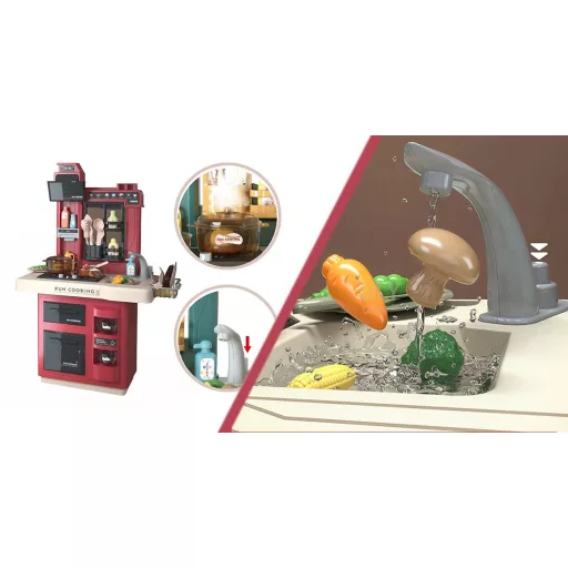 Set da cucina rossa con 35 accessori - Esperienza di cucina interattiva per bambini