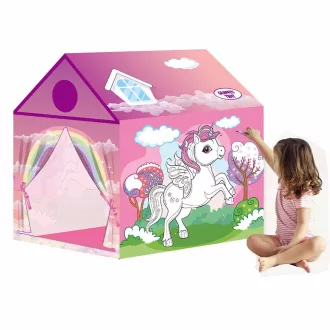   Tenda da gioco colorabile per bambini - rifugio creativo in tela con 12 pennarelli