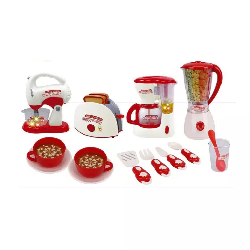Set di elettrodomestici per bambini 4 pezzi con suoni realistici e 8 accessori