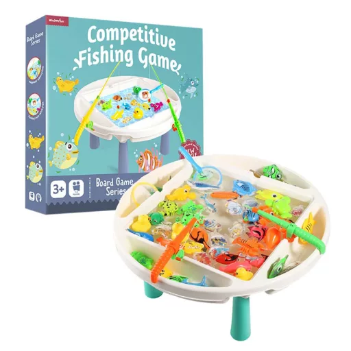 Tavolo da gioco interattivo per la pesca per bambini - Sviluppa le abilità motorie fini con figure e accessori colorati