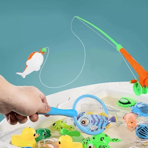 Tavolo da gioco interattivo per la pesca per bambini - Sviluppa le abilità motorie fini con figure e accessori colorati