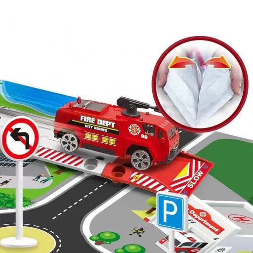 Set di tappeti da pompiere con auto e segnali stradali - Interattivo e portatile